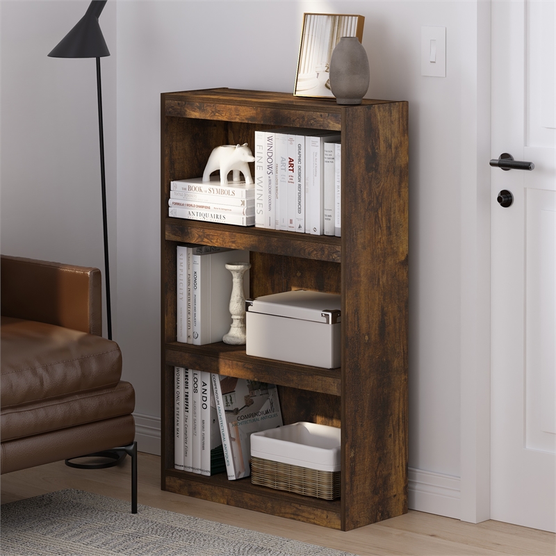 Furinno JAYA Enhanced Home Bookcase 3-Tier AdJUSTable Bookshelf in Amber Pine