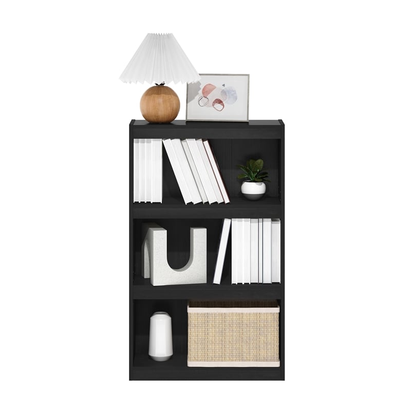 Furinno JAYA Enhanced Home Bookcase 3-Tier AdJUSTable Bookshelf in Blackwood