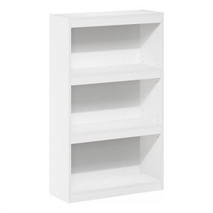 Furinno JAYA Enhanced Home Bookcase 3-Tier AdJUSTable Bookshelf in White