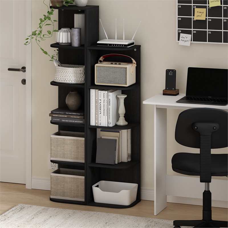 Furinno PASIR 4-Tier Corner Open Shelf Bookcase in Blackwood
