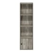 Furinno LUDER 4-Tier Shelf Bookcase with 1 Door Storage Cabinet in French Oak