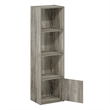 Furinno LUDER 4-Tier Shelf Bookcase with 1 Door Storage Cabinet in French Oak