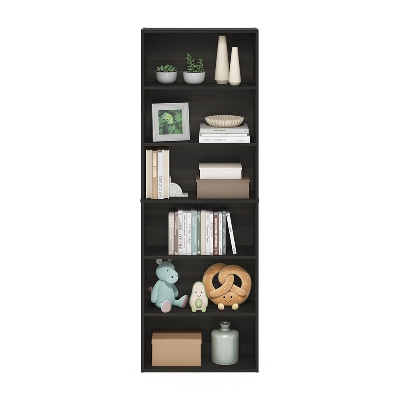 Furinno JAYA Simply Home Free Standing 6-Tier Open Storage Bookcase in Espresso