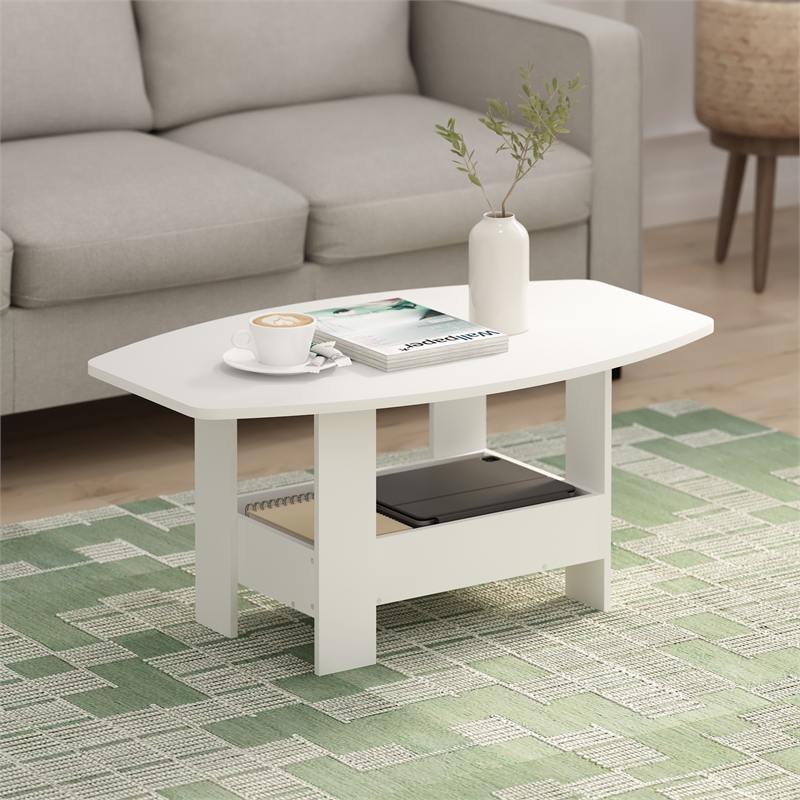 Furinno Simple Design Coffee Table with Storage Compartment in White
