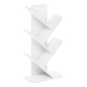 Furinno Tree Bookshelf 5-Tier Floor Standing Tree Bookcase in White