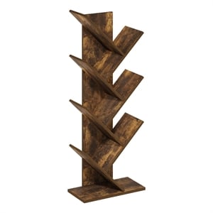 Furinno Tree Bookshelf 7-Tier Floor Standing Tree Bookcase in Amber Pine