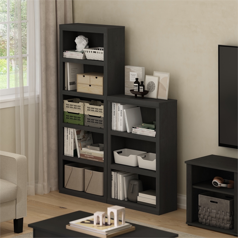 Furinno Rail 3-Tier Open Shelf Bookcase in Blackwood