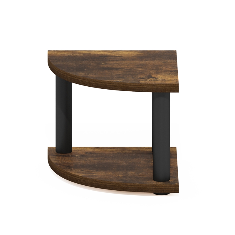 Furinno TURN-N-TUBE 2-Tier Corner Countertop Organizer Shelf in Amber Pine/Black