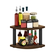 Furinno TURN-N-TUBE 2-Tier Corner Countertop Organizer Shelf in Amber Pine/Black
