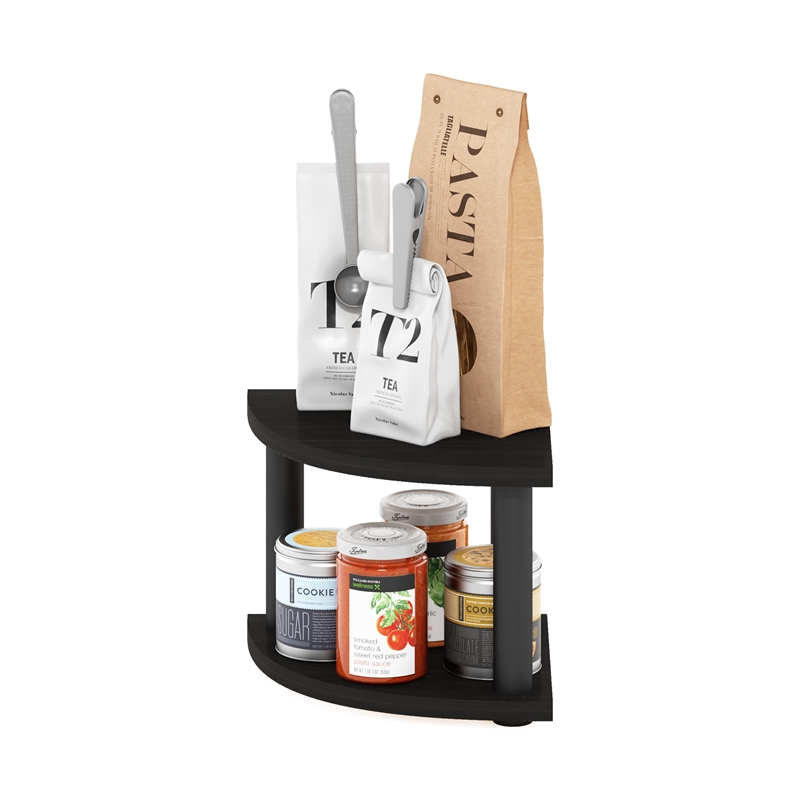 Furinno TURN-N-TUBE 2-Tier Corner Countertop Organizer Shelf in Espresso/Black