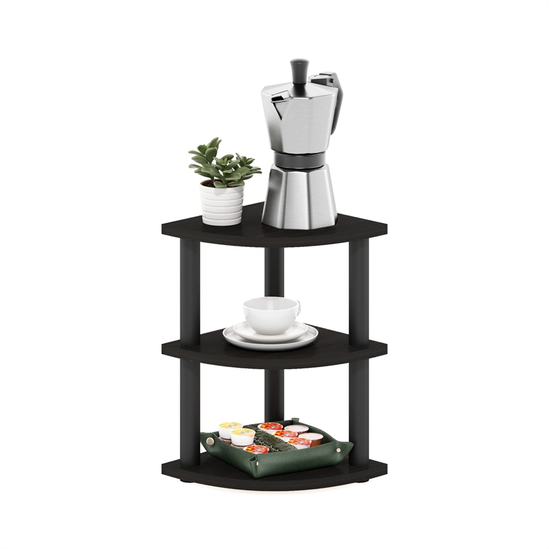 Furinno TURN-N-TUBE 3-Tier Corner Countertop Organizer Shelf in Espresso/Black