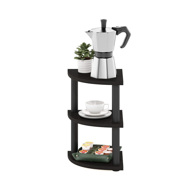 Furinno TURN-N-TUBE 3-Tier Corner Countertop Organizer Shelf in Espresso/Black