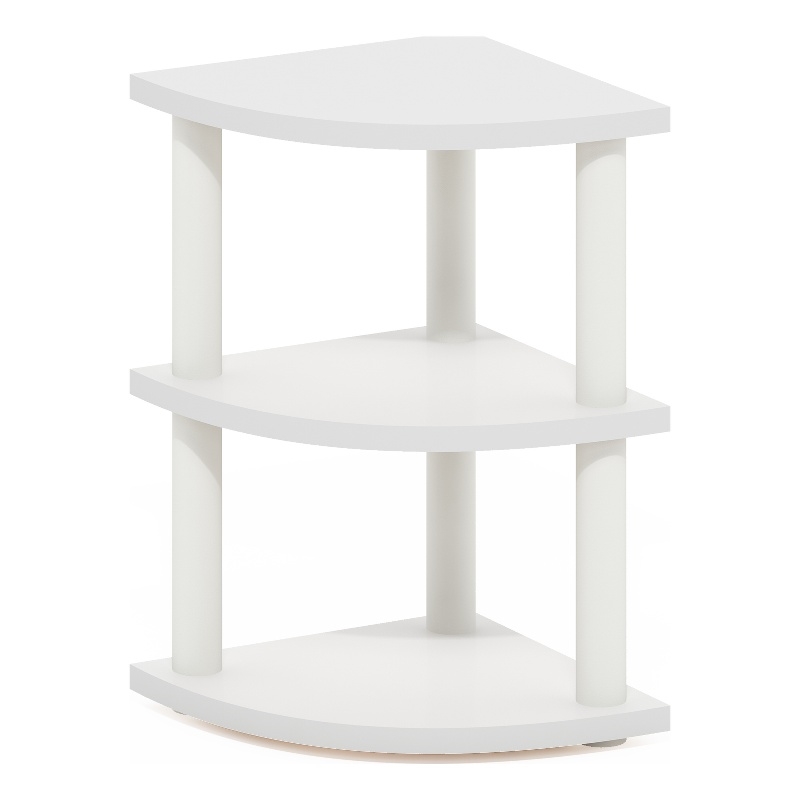 Furinno TURN-N-TUBE 3-Tier Corner Countertop Organizer Shelf in White/White