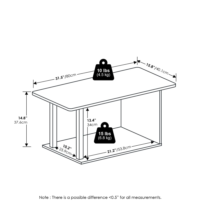 Furinno BASIC Home Living Coffee Table in Amber Pine/Black