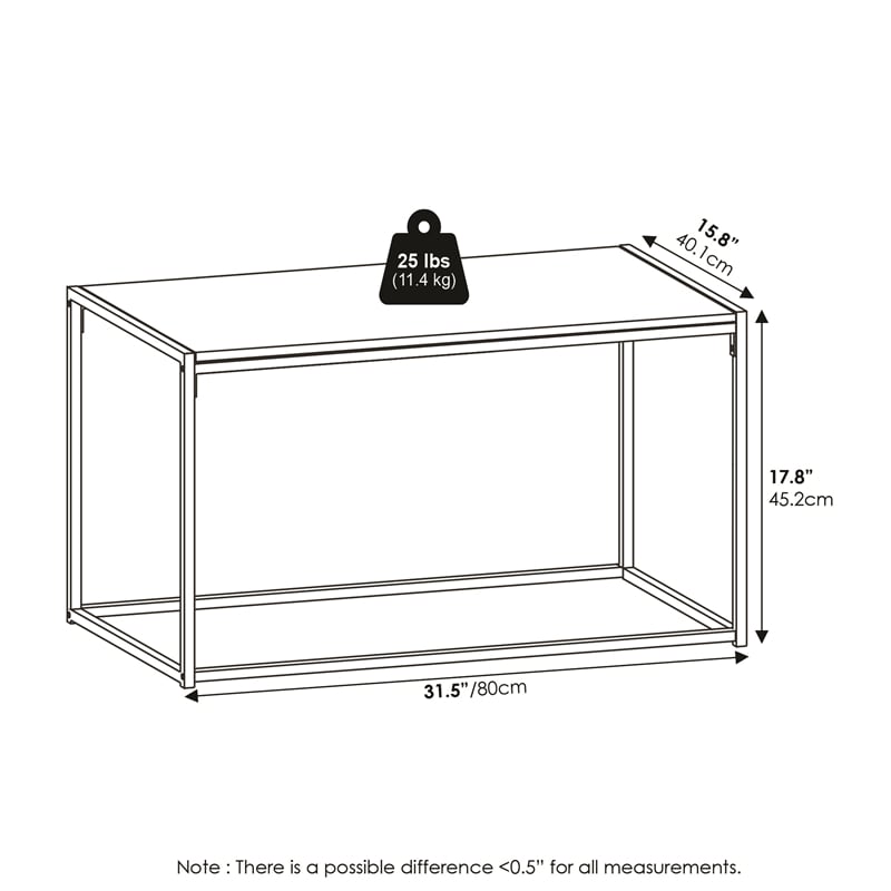 Furinno Camnus Modern Living Coffee Table in Solid White/White