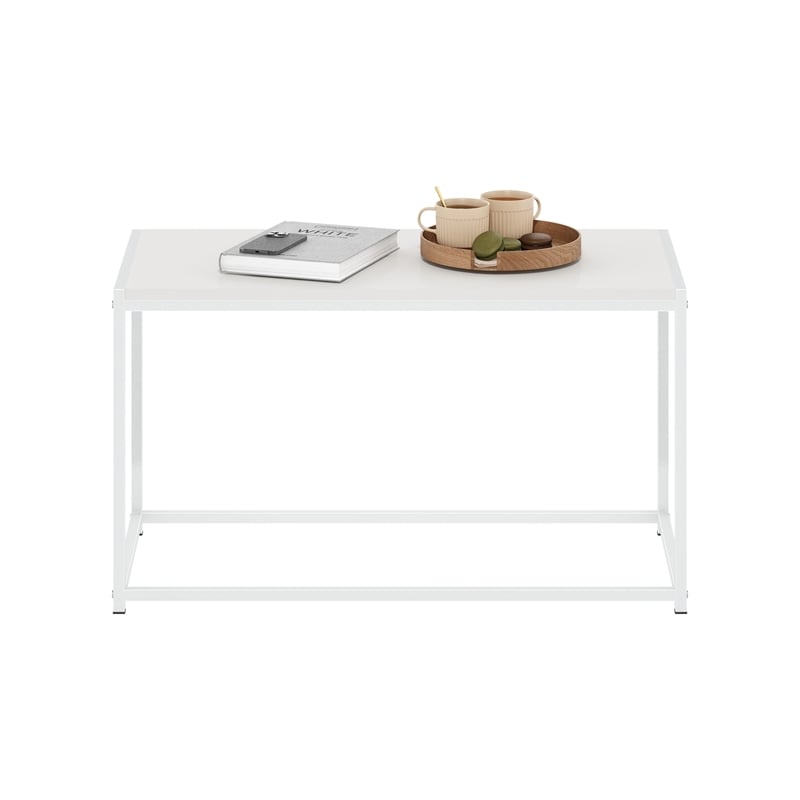 Furinno Camnus Modern Living Coffee Table in Solid White/White