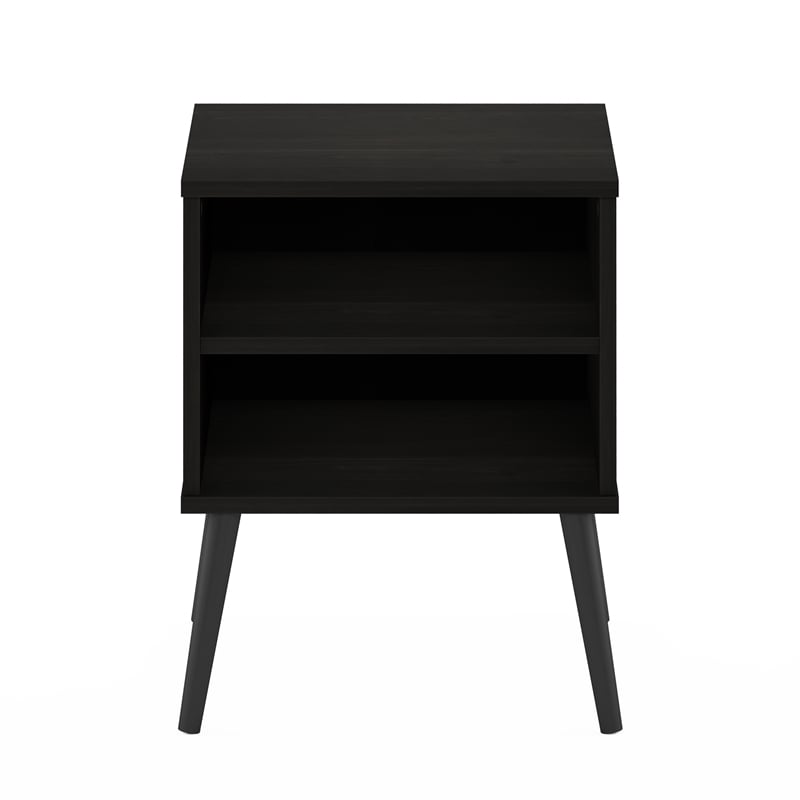 Furinno Claude Mid Century Style End Table with Wood Legs in Espresso