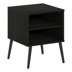Furinno Claude Mid Century Style End Table with Wood Legs in Espresso