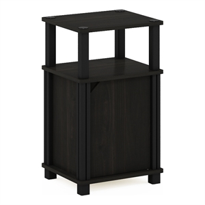 Furinno JUST 3-Tier End Table with Door in Espresso/Black