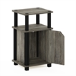 Furinno JUST 3-Tier End Table with Door in French Oak/Black
