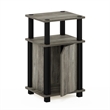 Furinno JUST 3-Tier End Table with Door in French Oak/Black
