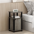 Furinno JUST 3-Tier End Table with Door in French Oak/Black