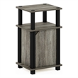 Furinno JUST 3-Tier End Table with Door in French Oak/Black