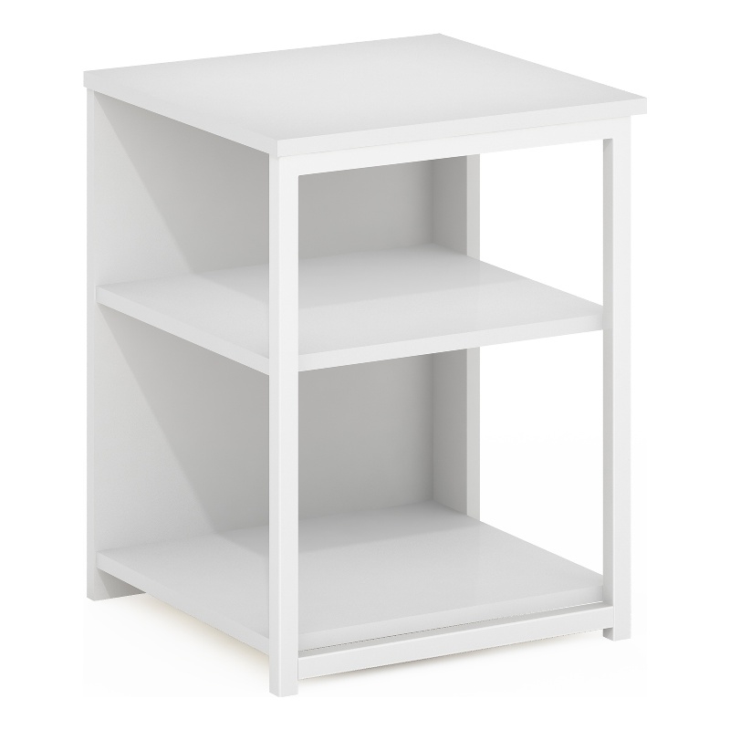 Furinno CAMNUS Modern Living End Table in Solid White/White