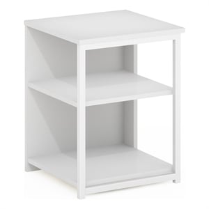Furinno CAMNUS Modern Living End Table in Solid White/White