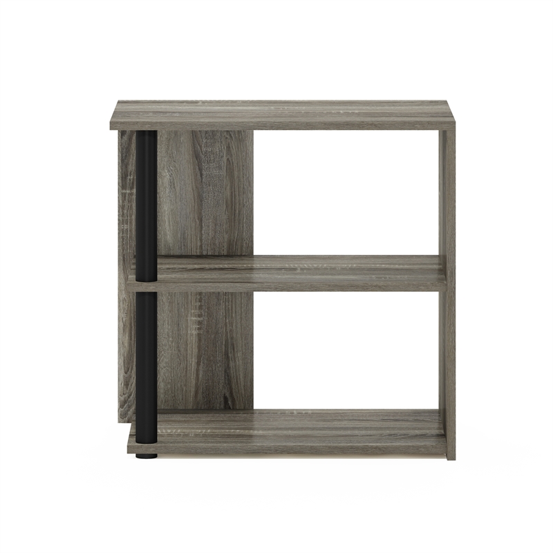 Furinno ROMAIN 2-Tier End Table in French Oak/Black
