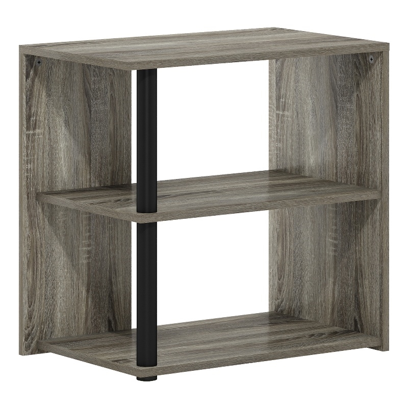 Furinno ROMAIN 2-Tier End Table in French Oak/Black