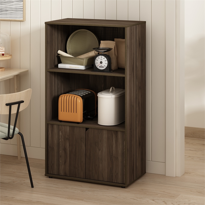 Furinno JAYA Kitchen Storage Shelf with Cabinet in Columbia Walnut