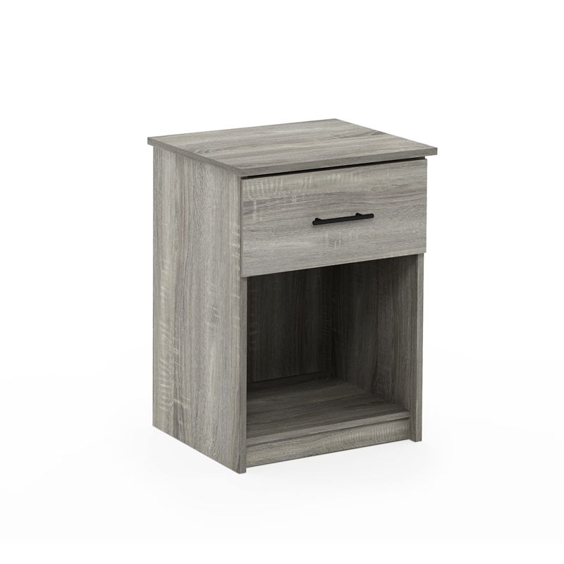 Furinno Tidur Nightstand with Handle with One Drawer in French Oak Grey