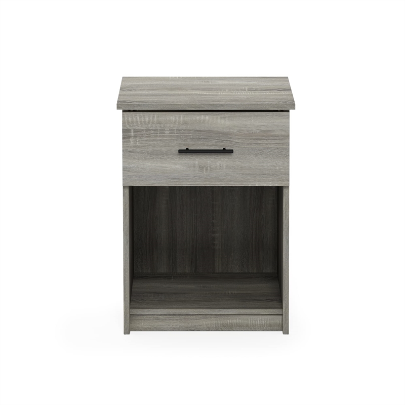 Furinno Tidur Nightstand with Handle with One Drawer in French Oak Grey