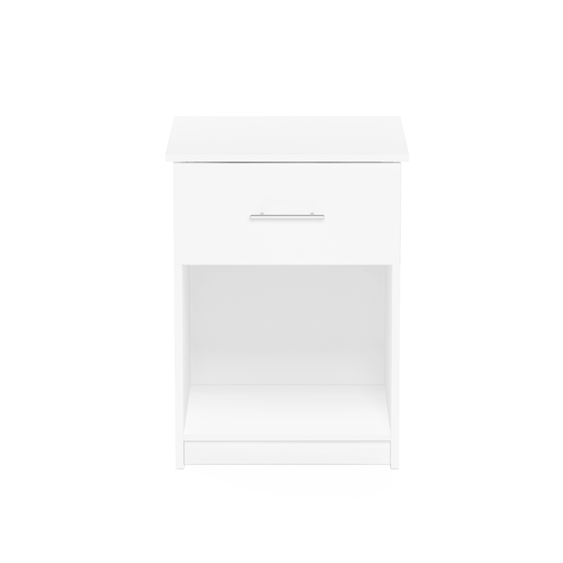 Furinno Tidur Nightstand with Handle with One Drawer in Solid White