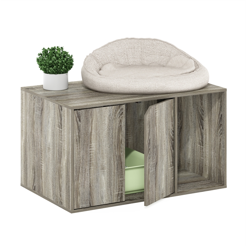Furinno PELI Litter Box Enclosure in French Oak Grey