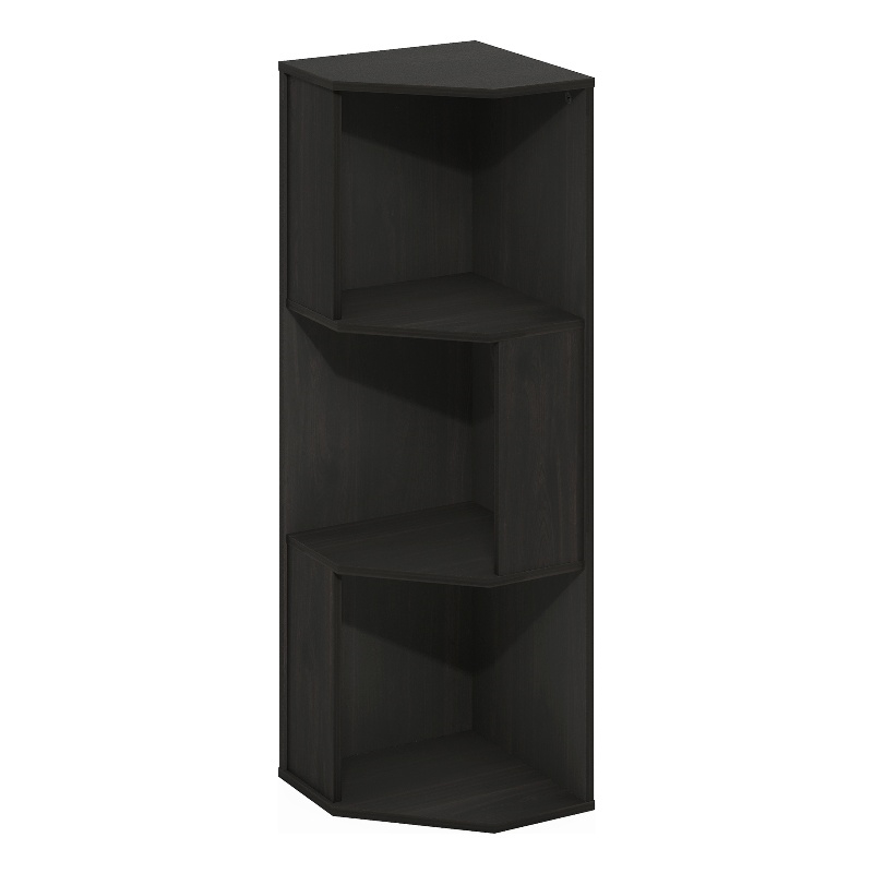 Furinno ECON 3-Tier Freestanding Corner Shelf Bookcase in Bookshelf in Espresso