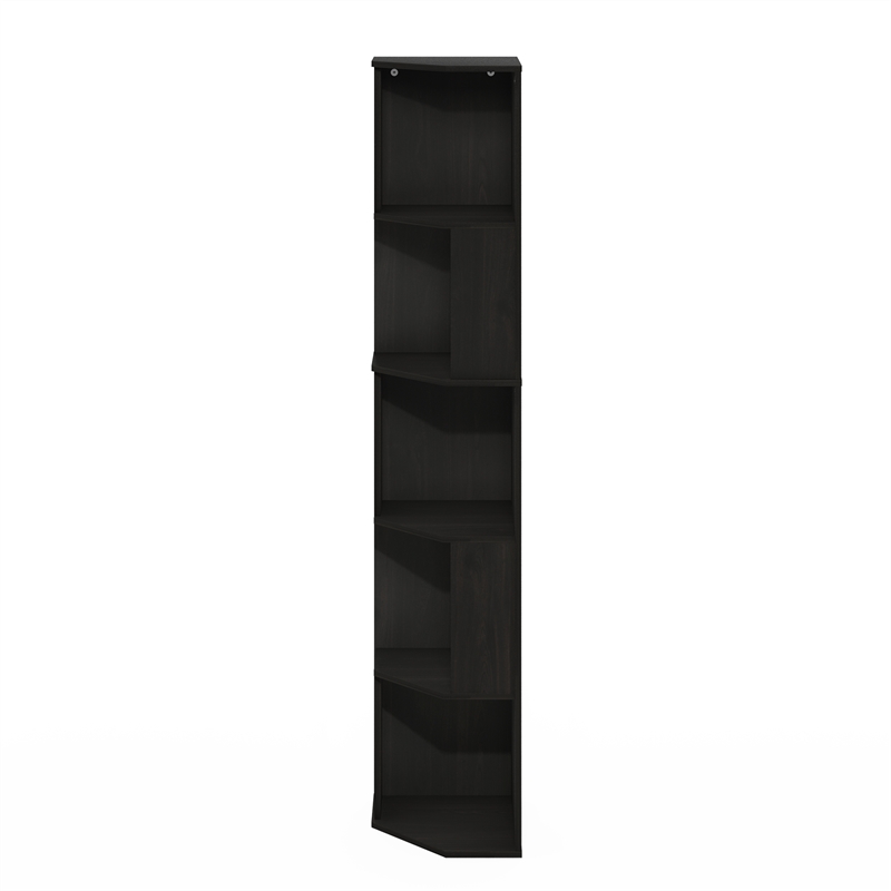 Furinno ECON 5-Tier Freestanding Corner Shelf Bookcase in Bookshelf in Espresso