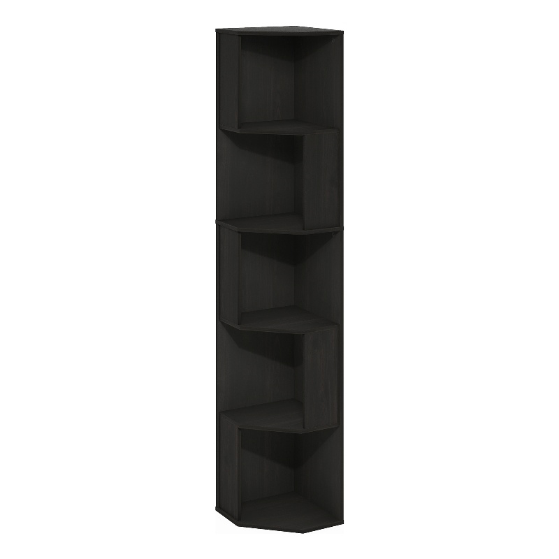 Furinno ECON 5-Tier Freestanding Corner Shelf Bookcase in Bookshelf in Espresso