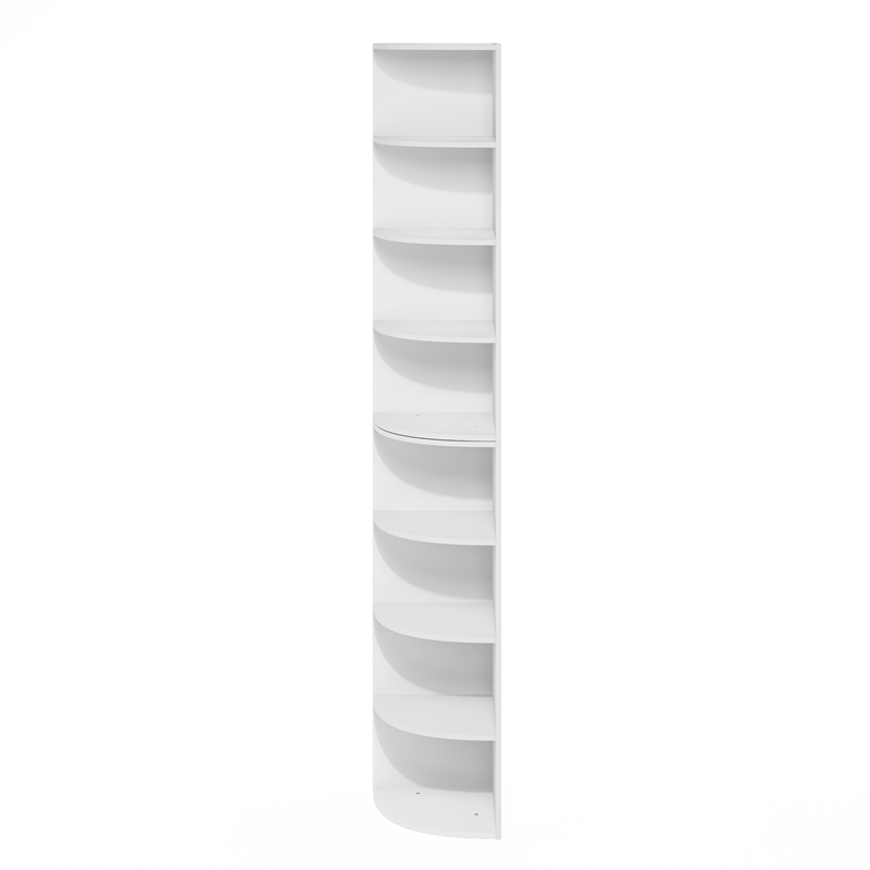 Furinno ECON 8-Tier Corner Shelf Bookcase in Bookshelf in White