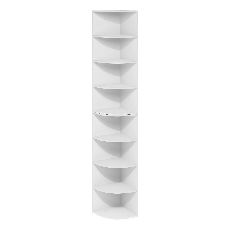 Furinno ECON 8-Tier Corner Shelf Bookcase in Bookshelf in White