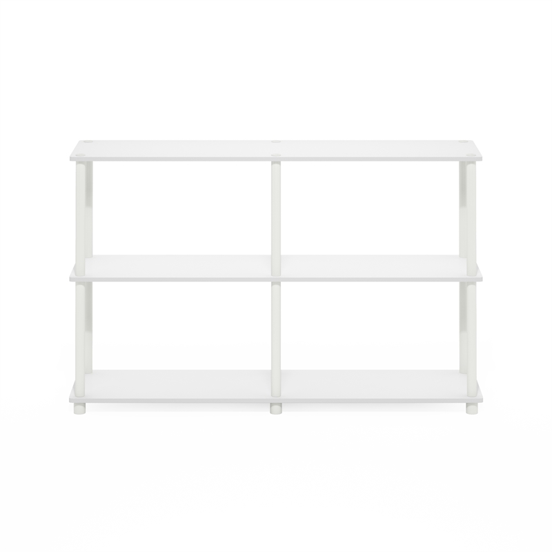 Furinno TURN-N-TUBE 3-Tier Double Size Storage Display Rack in White/White