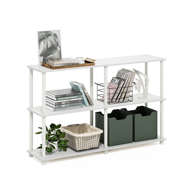 Furinno TURN-N-TUBE 3-Tier Double Size Storage Display Rack in White/White