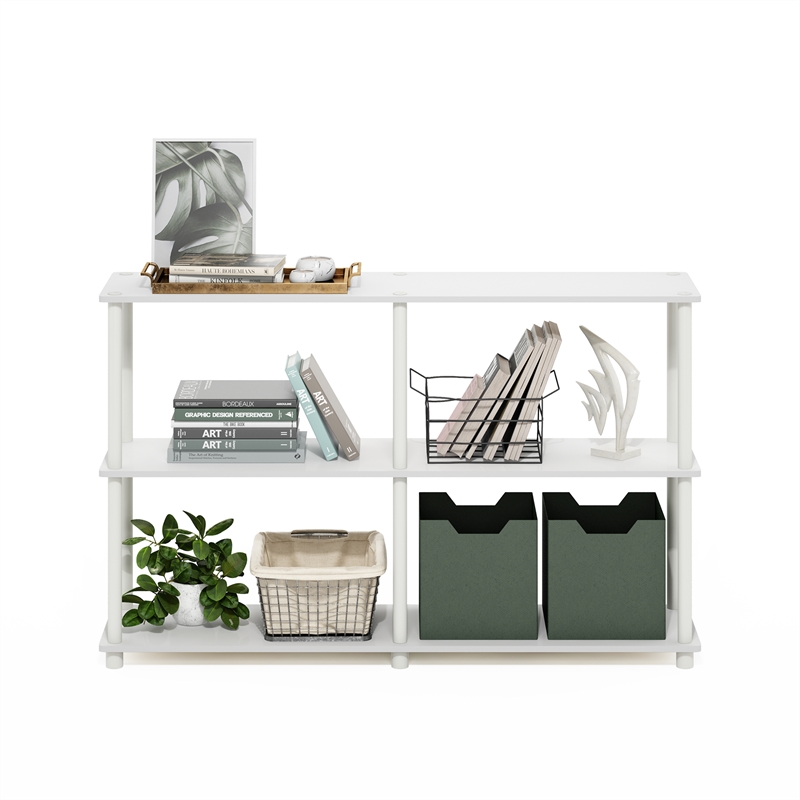 Furinno TURN-N-TUBE 3-Tier Double Size Storage Display Rack in White/White
