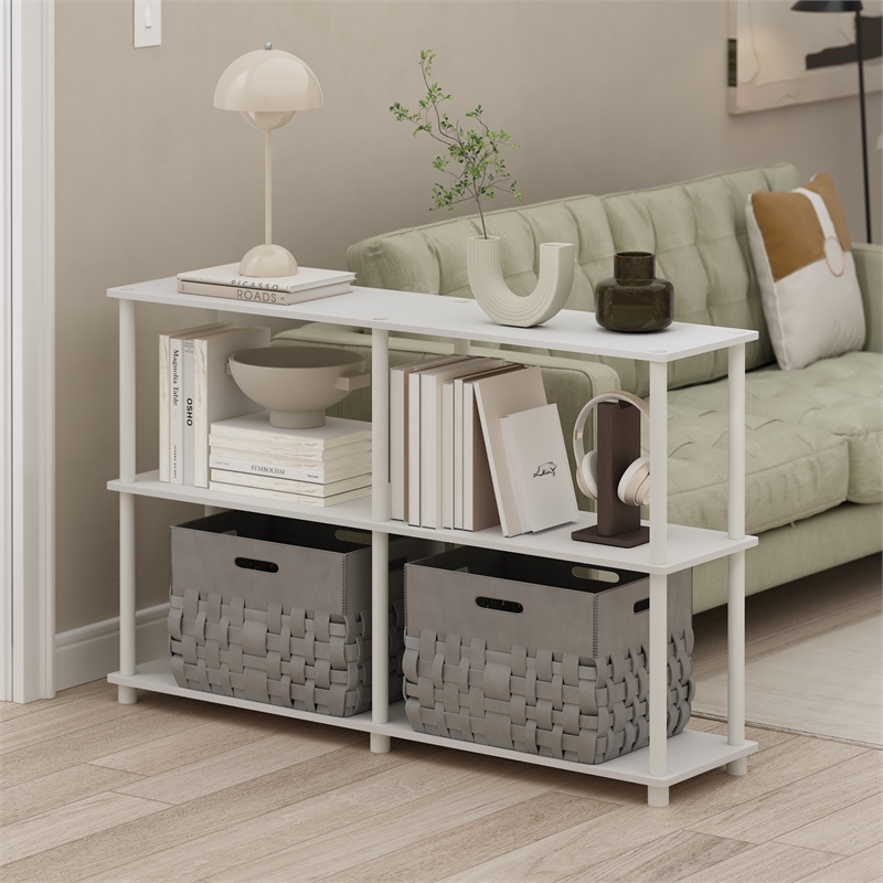 Furinno TURN-N-TUBE 3-Tier Double Size Storage Display Rack in White/White