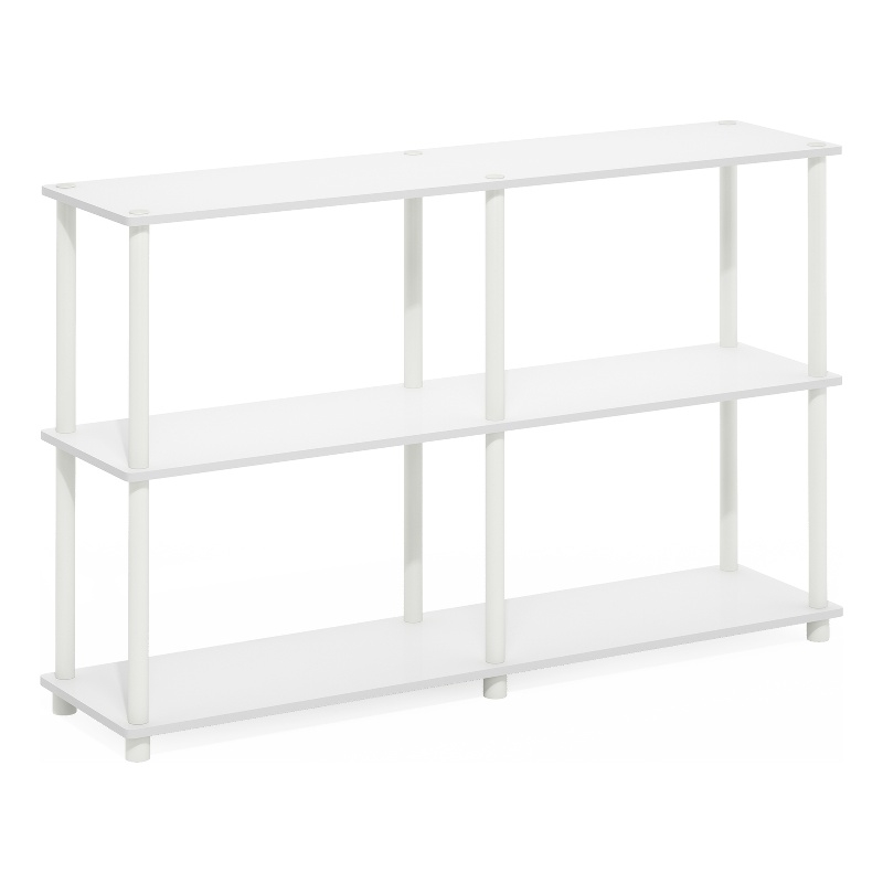 Furinno TURN-N-TUBE 3-Tier Double Size Storage Display Rack in White/White