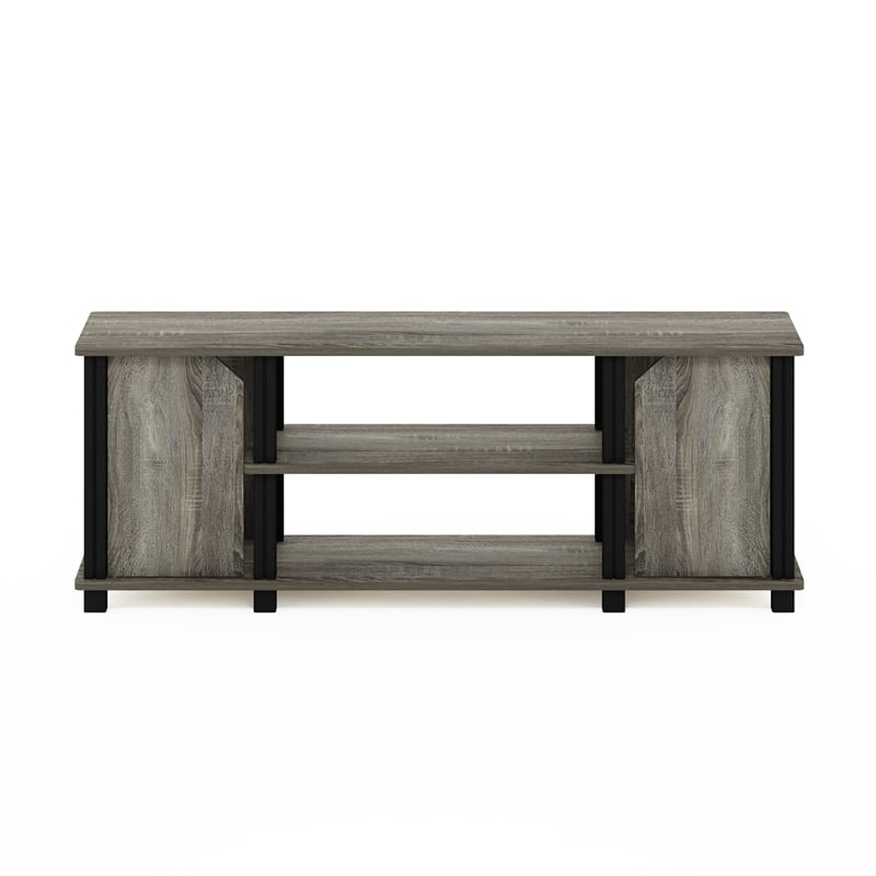 Furinno SIMPLISTIC TV Stand with Shelves and Storage in French Oak/Black