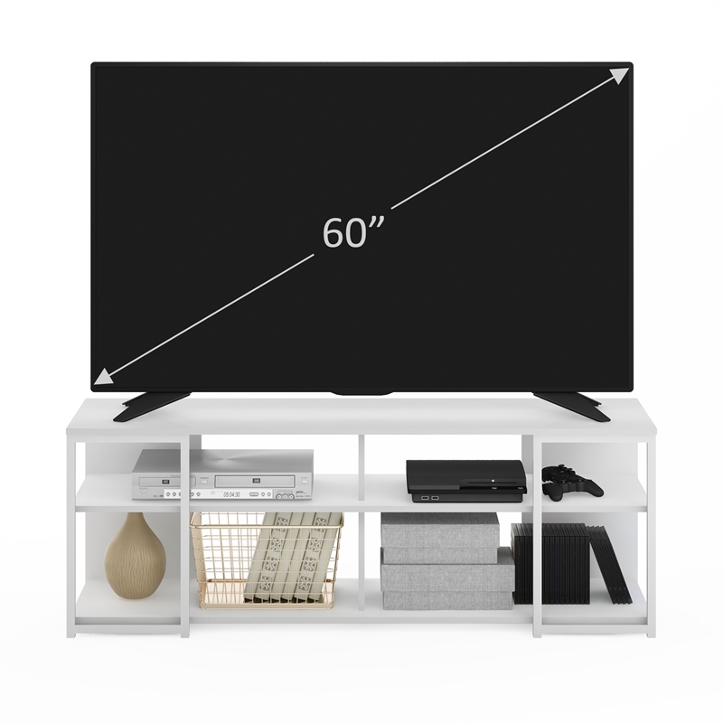 Furinno CAMNUS Modern Living TV Stand for TVs up to 65 Inch in Solid White/White