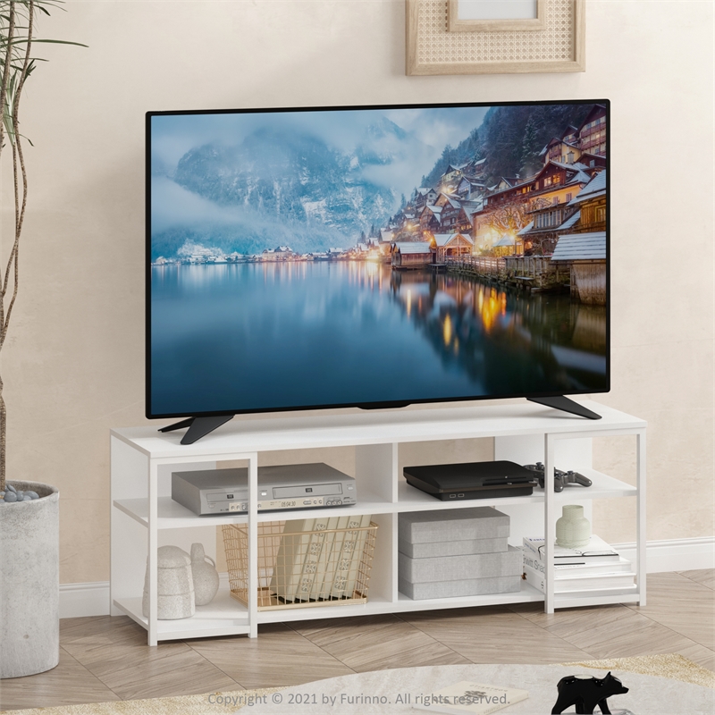 Furinno CAMNUS Modern Living TV Stand for TVs up to 65 Inch in Solid White/White