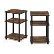 Furinno JUST 3-Tier Turn-N-Tube End Table in 2-Pack in Amber Pine/Black